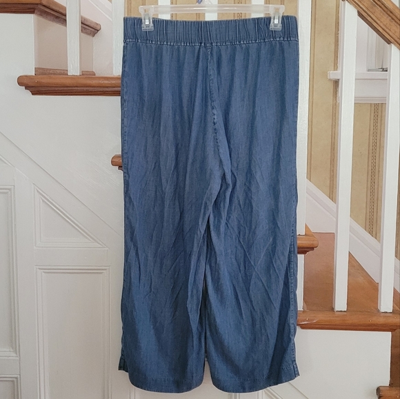 CALVIN KLEIN Lyocell Wide Leg Blue Crop Pants Size Medium - Picture 3 of 9